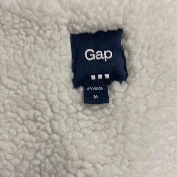 Women’s Navy Blue Gap Bomber Jacket Sherpa Lined Size Medium - Picture 5 of 9